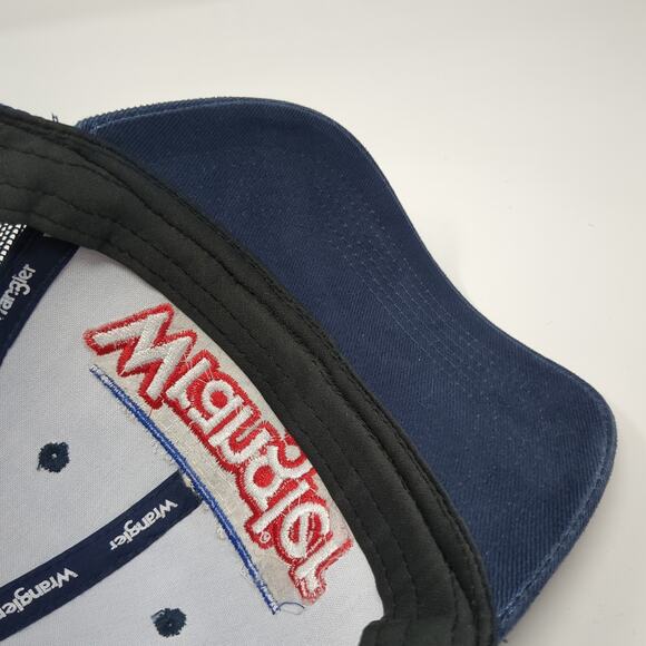 Wrangler Snapback Trucker Hat Blue One Size Mesh Back Embroidered - Picture 8 of 10